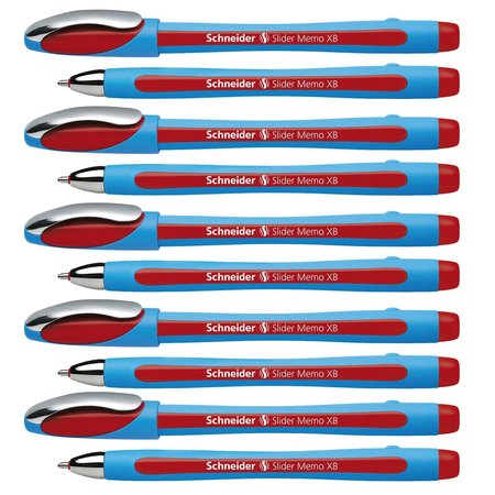 SCHNEIDER PEN Slider Memo Ballpoint Pen, Viscoglide Ink, 1.4 mm, Red, 10PK 150202